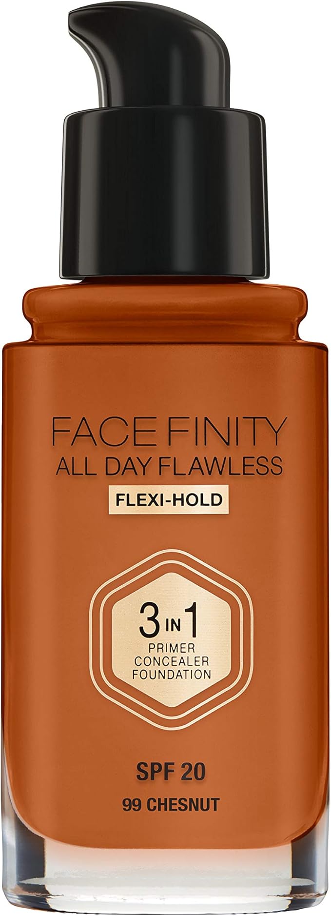 Max Factor Facefinity 3-in-1 All Day Flawless Liquid Foundation, SPF 20-99 Chestnut, 30 ml-VivaGrace Women