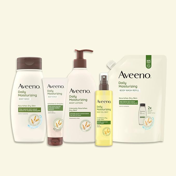 Aveeno Daily Moisturizing Body Oil Mist with Oat & Jojoba Oil for Dry Sensitive Skin, Nourishing Body Spray for Smoother Skin, Paraben-, Silicone- & Alcohol-Free, Twin Pack, 6.7 fl. oz, 2 Pack-VivaGrace Women