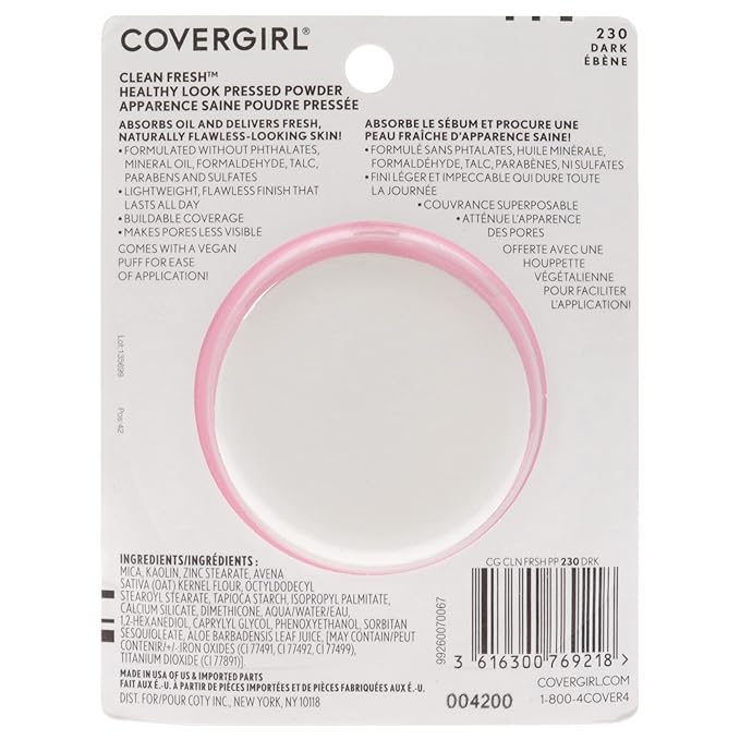 COVERGIRL Clean Fresh Pressed Powder, Dark, 0.35 Oz-VivaGrace Women