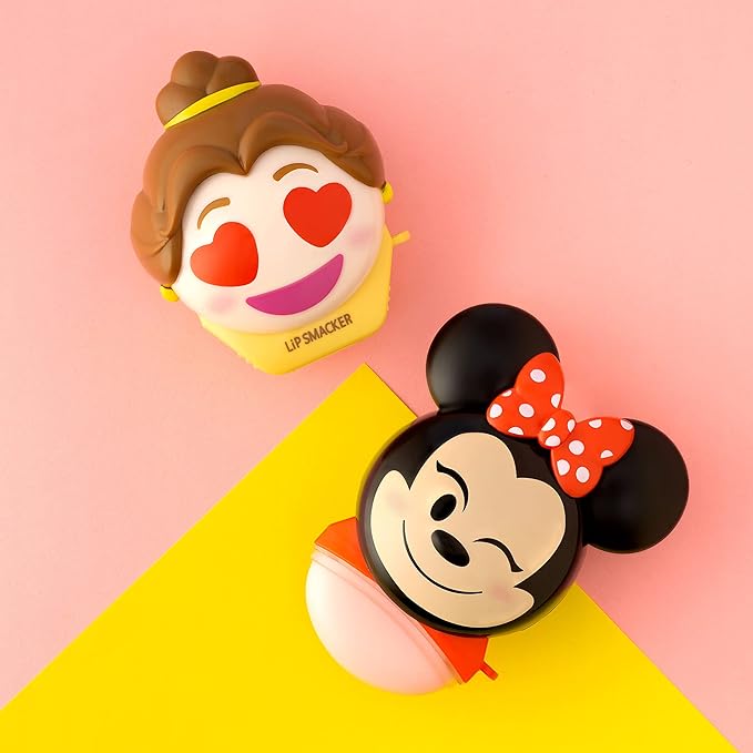 Lip Smacker Disney Minnie Mouse and Beauty And The Beast Belle Emoji Lip Balm Duo, Flavored Strawberry Lemonade, Bow-nade, 2 Pack-VivaGrace Women
