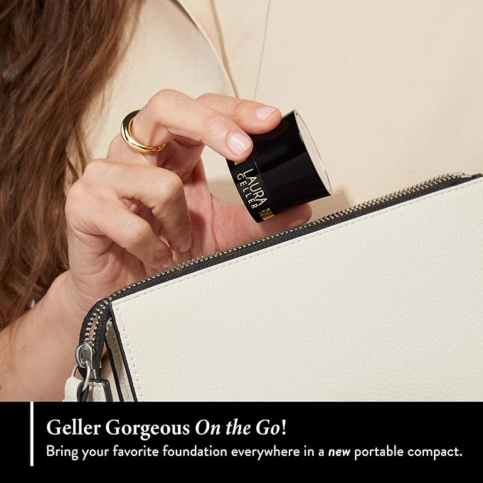 LAURA GELLER NEW YORK Award-Winning Baked Balance-n-Brighten To Go Travel Size Color Correcting Powder Foundation - Deep - Buildable Light to Medium Coverage - Demi-Matte Natural-VivaGrace Women