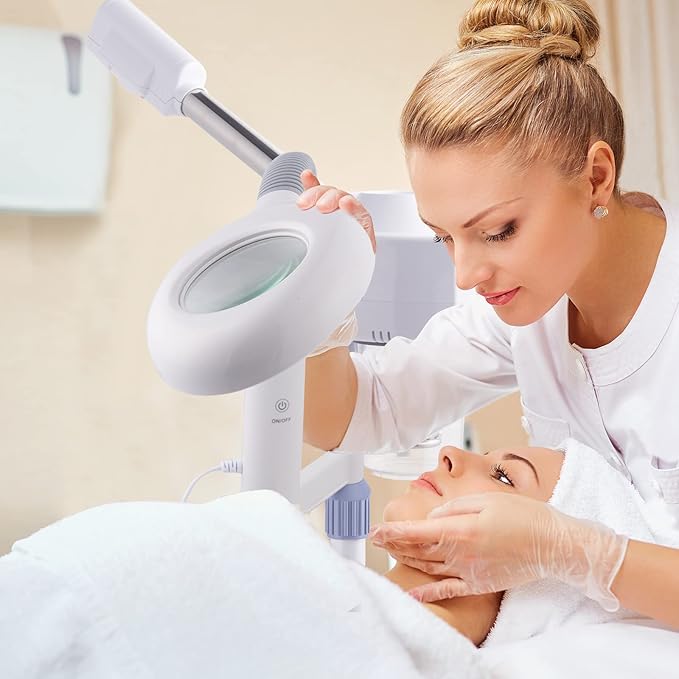 Winado 2 in 1 Professional Facial Steamer with 5X Magnification Lamp & Touch Screen, Esthetician Steamer Humidifier Face Spa Mist Steam for Home Beauty Salon, Personal Skin Care Deep Cleaning, White-VivaGrace Women