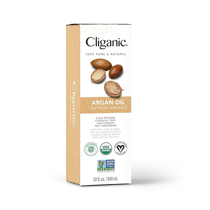 Cliganic Organic Argan Oil for Hair, Face & Skin (Bulk, 32oz with Pump) - 100% Pure, Cold Pressed-VivaGrace Women