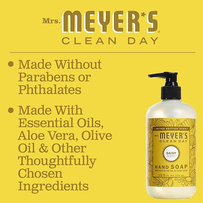 MRS. MEYER'S CLEAN DAY Liquid Hand Soap, Daisy Scent, 12.5 Ounce Bottle (Pack of 3)