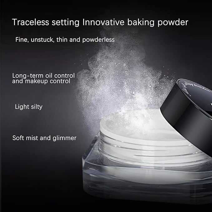 BLUE LOVE Setting Powder Makeup for Oily Skin, Oil Control Smooth Face Makeup Powder Foundation, Waterproof Setting Powder Compact, Oil Control Face Pressed Loose Powder(Purple)-VivaGrace Women