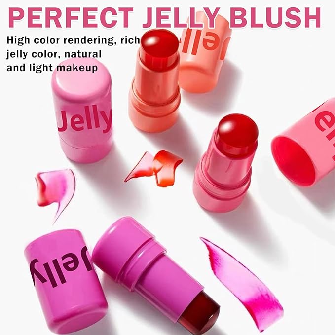 4PCS Cooling Water Jelly Tint Blush Stick for Cheeks,Multi-use Jelly Lip and Cheek Tint Stain,Moisturizing Natural Jelly Blush Stick,Buildable Watercolor Finish - Cruelty Free-VivaGrace Women
