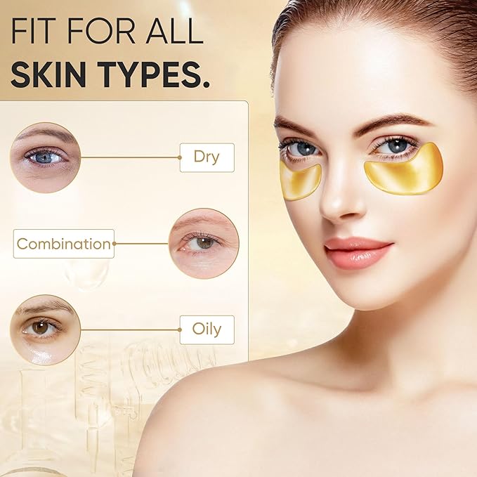 100Pcs/50Pairs Under Eye Patches Gold for Dark Circles, Puffy Eyes, and Wrinkles, 24K Gold Eye Mask for Face, Eye Cream for Men and Women-VivaGrace Women