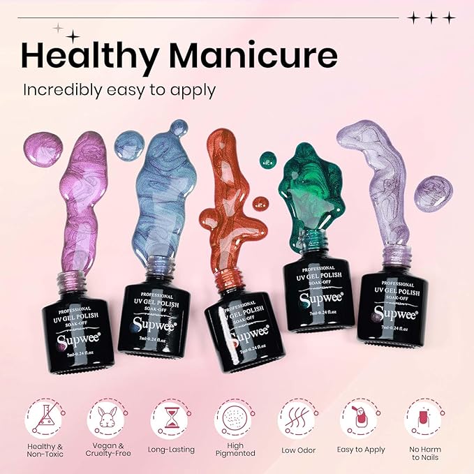 Cat Eye Gel Nail Polish Set- 12 Colors Magnetic Nail Polish Gels Summer Gel Nails Polish with Magnetic Stick Galaxy Effect Soak Off with UV Lamp Gift for Mother's Day