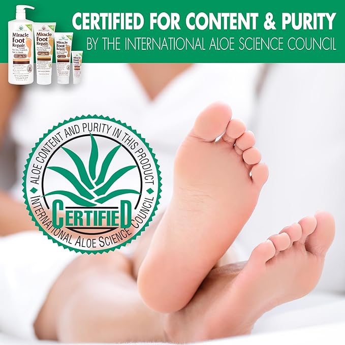 Miracle Foot Repair Cream (32 oz) Repairs Dry Cracked Heels and Feet, 60% Pure UltraAloe Moisturizes, Softens, and Repairs
