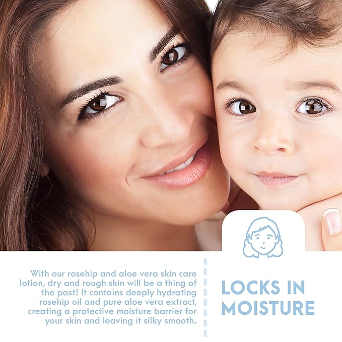 Natural Tone Organic Skincare Rosehip Aloe Lotion, Everyday Skin Conditioner and Hydrator Lotion 8oz-VivaGrace Women