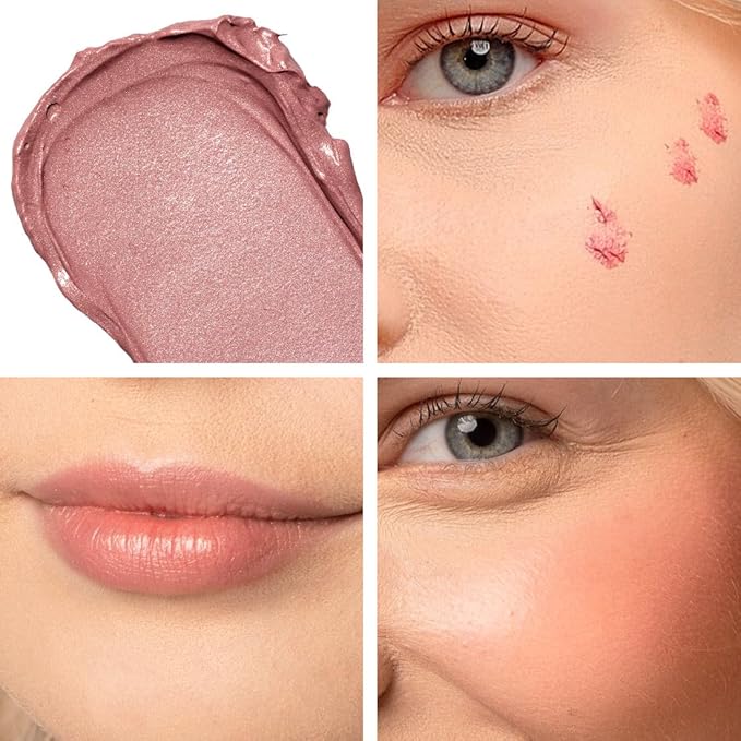 Palladio Liquid Blush for Cheeks & Lips 2-in-1 Makeup Face Blush, Weightless Cream Formula, Smudge Proof Long-Wearing Pigmented Blush, Natural Look Makeup Face Blushes, Shimmer Finish, Dainty-VivaGrace Women