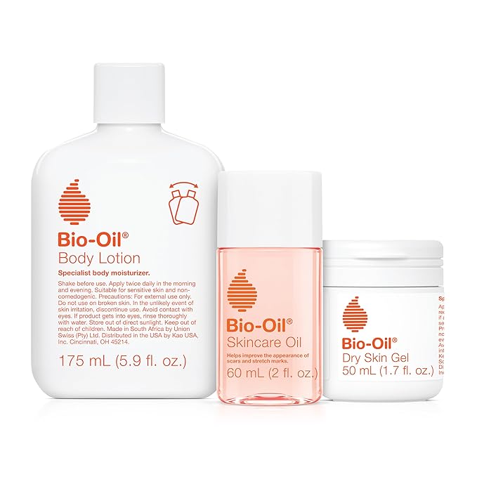 Bio-Oil Skincare Set, Trial Kit for Scars, Stretchmarks, and Dry Skin, 3 Pc Travel Size Kit Includes Skin Care Oil, Dry Skin Gel, and Body Lotion, use for Scars, Pregnancy Stretch Marks, and Dry Skin-VivaGrace Women