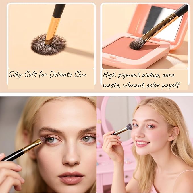 Eyeshadow Makeup Brushes Set with Case 8 PCS Soft Synthetic Hairs Eye Makeup Brushes for Blending Eyebrow Eyeliner Eyeshadow (Black)-VivaGrace Women
