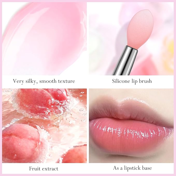 2Pc Jelly Lip Mask Overnight,Fruity Peach Lip Sleeping Mask Day Night Repair Kawaii Lip Balm Hydrate Plump Dry Lip Scrubs Exfoliator,Lip Care Lip Moisturizer with Collagen-Peach-VivaGrace Women