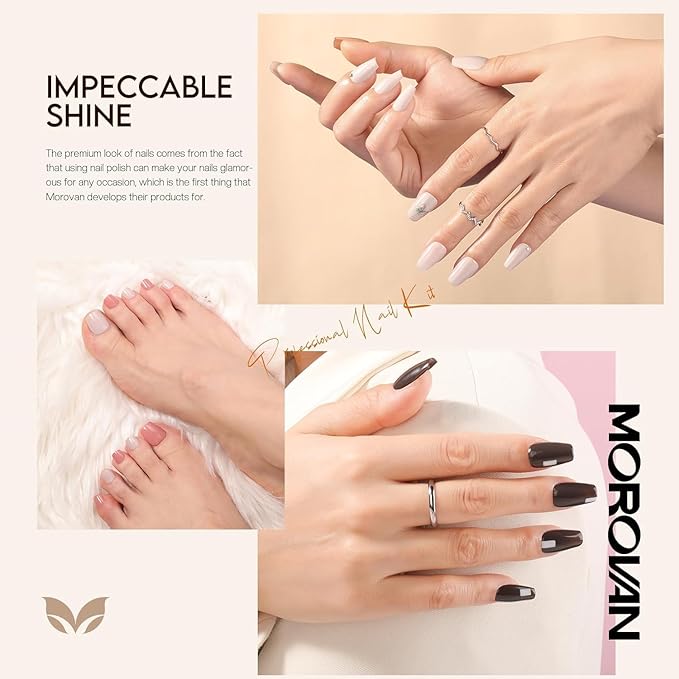 Morovan Nail Polish Set: Nude Pink Air Dry Regular Nail Polish Pack 0.25oz Glitter Toenail Polish Kit Gift for Women