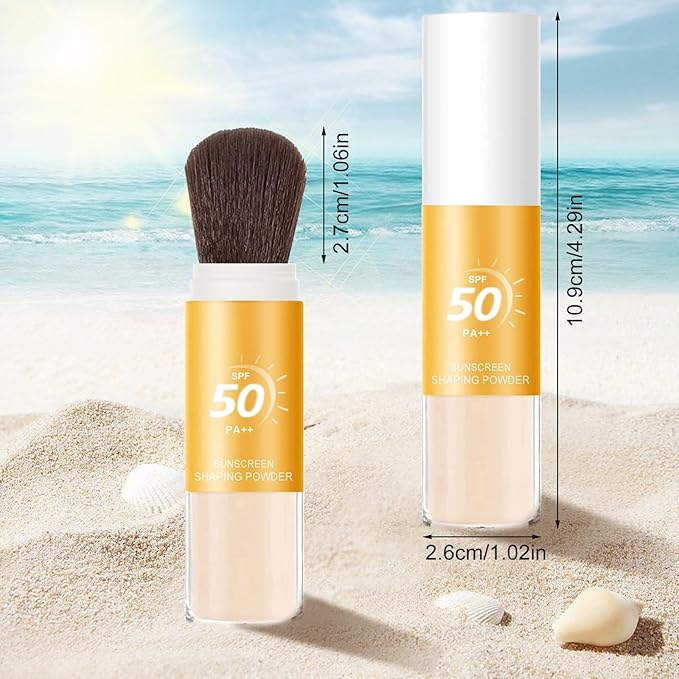 Mineral Sunscreen Setting Powder, SPF 50++ Mineral Setting Powder Sunscreen for Face with Soft Brush Powder Sunscreen for Scalp Matte Face Powder (1PC, 1.02 * 1.02 * 4.29)-VivaGrace Women