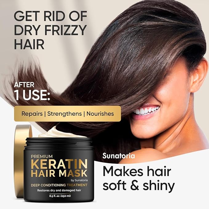 SUNATORIA Keratin Hair Mask - Deep Conditioner for Dry Damaged Hair - Hydrates, Repairs, Nourishes - Keratin Hair Treatment - Deep Conditioning Hair Mask - Keratina Mascarilla Para el Cabello-VivaGrace Women