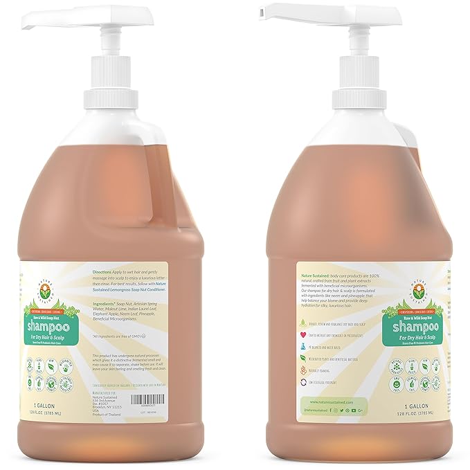 Natural Shampoo for Dry Hair & Scalp - Organic, Raw & Wildcrafted with Probiotics, Hypoallergenic & Sulfate Free Hydrating Shampoo for Dryness, Frizz, Breakage, Itchiness, Thinning - Gallon, Original-VivaGrace Women