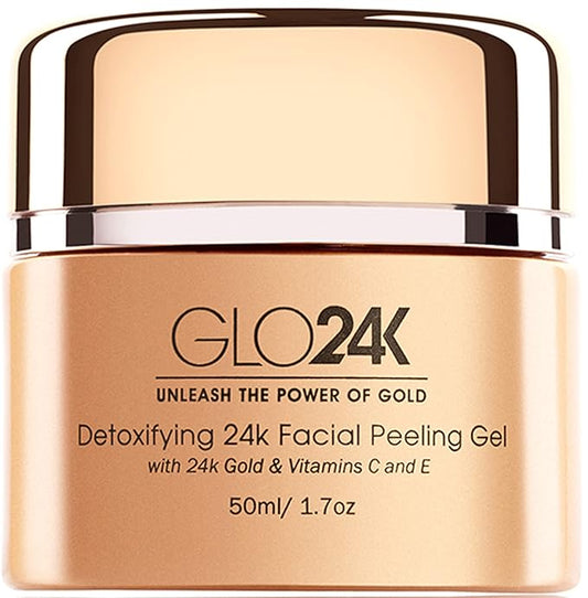 GLO24K Facial Peeling Gel with 24k Gold and Vitamins C,E. For optimal Exfoliation and Microdermabrasion. Restore and Revive your Skin.-VivaGrace Women