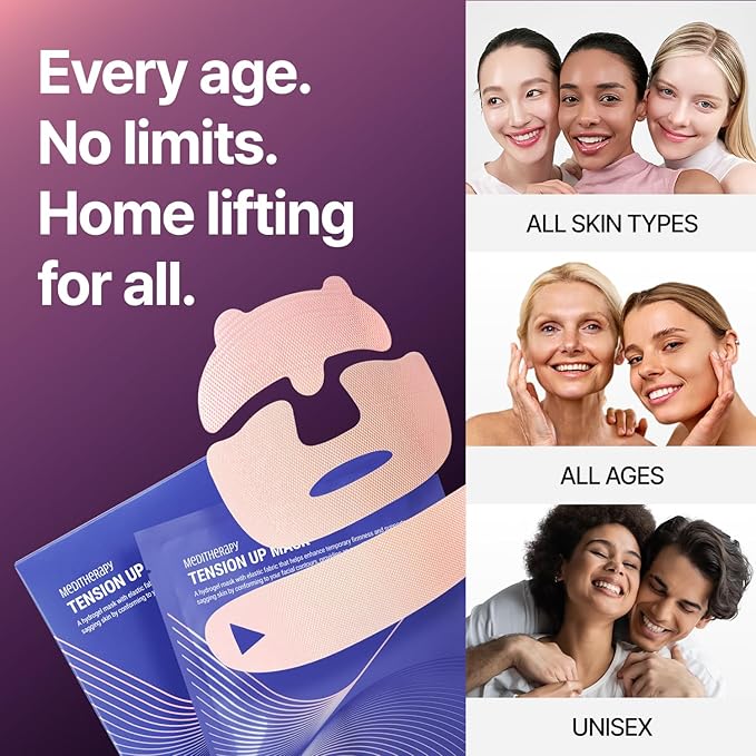 MEDITHERAPY Tension Up Mask 5EA - Korean Collagen Face V Line Lifting Mask - Hydrating Firming & Skin Tightening for Sharp & Sculpted Contour - Matrixyl & Peptide Gel Facial Mask for Youthful Radiance-VivaGrace Women