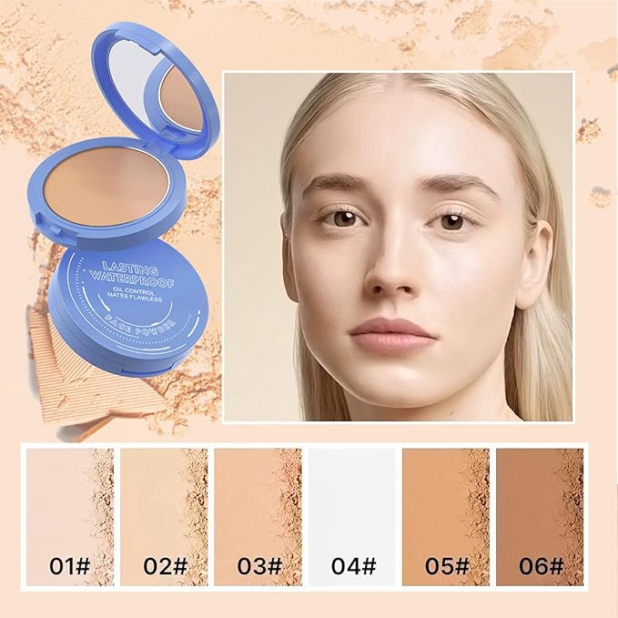 Oil Control Face Pressed Powder,Matte Smooth Flawless Setting Powder Makeup,Waterproof Long Lasting Finishing Powder,Cruelty Free Lightweight Face Cosmetics,0.35Oz(WHITE)-VivaGrace Women