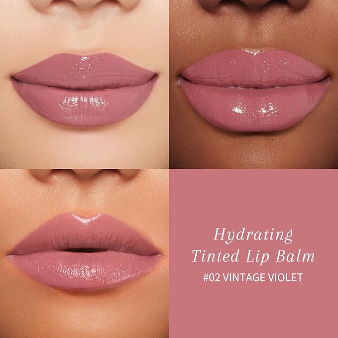 Tinted Lip Balm Plumper, Glossy, Pump Lips, Lightweight, Moisturize & Tint with Jojoba Seed Oil, Vegan Lip Balm Lip Care Present, Vintage Violet-VivaGrace Women