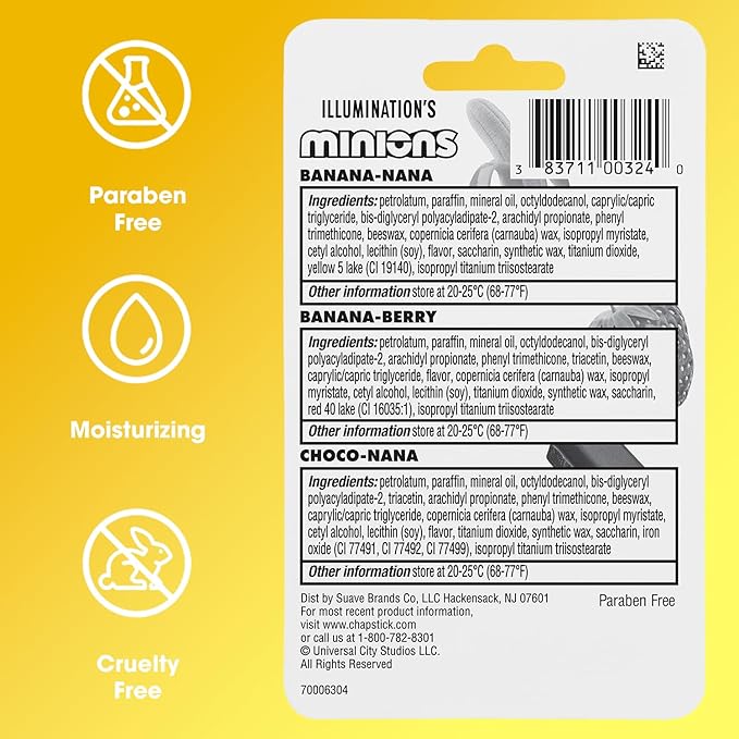 ChapStick Lip Balm, Minions Banana Variety Packs (12 Sticks), Party Favors for Kids, 0.15 Oz Ea-VivaGrace Women