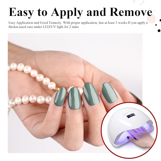 Imtiti Gel Nail Polish, 1 Pcs 15ml Eucalyptus Green Color Gel Polish Soak Off Nail Art Manicure Salon DIY Nail Lamp Gel Nail Design Decoration at Home Gift for Women, 0.5 Fluid Ounces