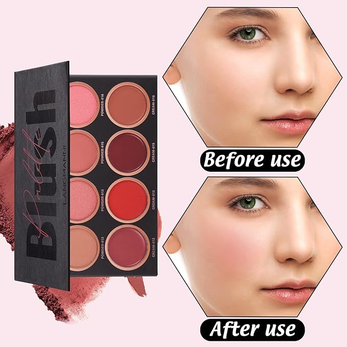 8 Colors Blush Palette,Vegan, Cruelty Free & Hypoallergenic,Women Facial Makeup Plate,Skin Tone Enhancing-Meiyugo-VivaGrace Women
