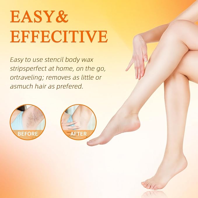 Wax Strips for Hair Removal, Waxing Kit For Women, 60 Pcs - 40 Body Wax Strips, 20 Pcs for Face, 6 Cleansing Oil Towelettes Suitable for Face/Legs/Underarms/Bikini-VivaGrace Women