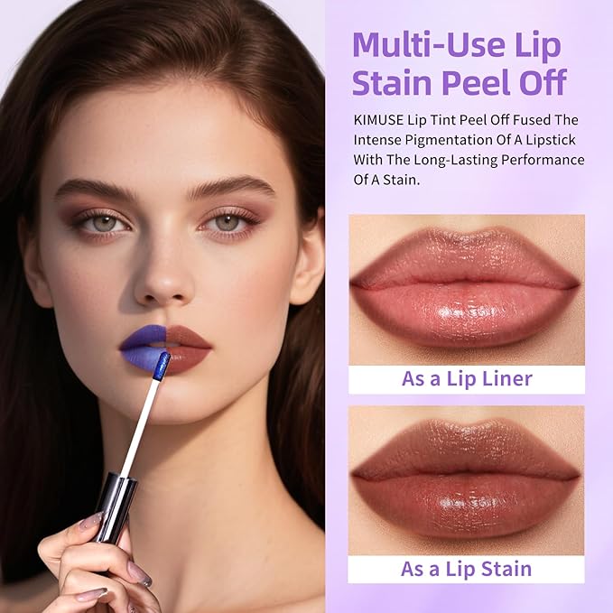 KIMUSE Lip Stain Masque: Peel Off Lip Stain Long Lasting Waterproof 12HR Transfer Proof & Hydrating Tint, Instant Lip Color With Natural Matte Effects, Vegan & Easy To Use-VivaGrace Women