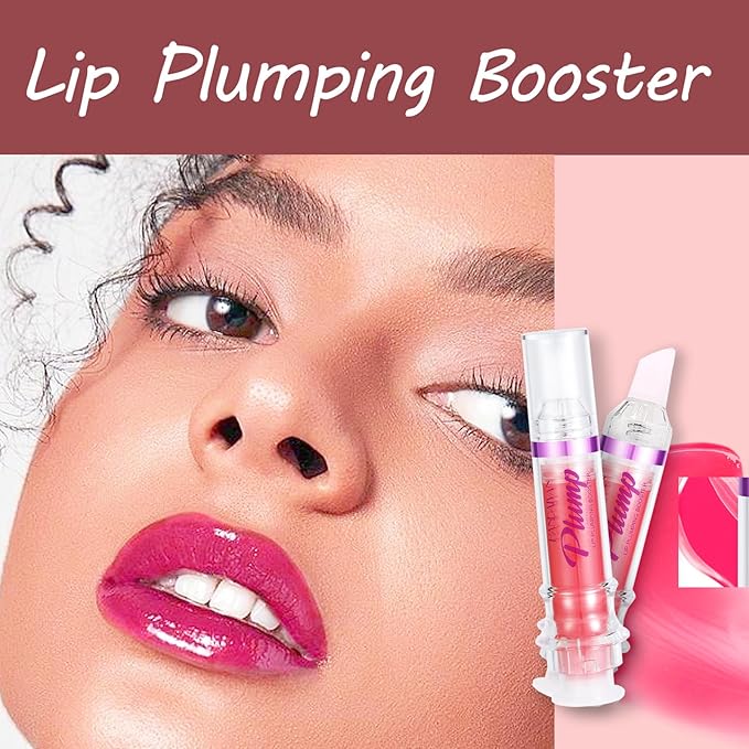 Lip Plumper Gloss Booster 3 Colors Set,Natural Pout Lip Plumping Oil and Lip Care Serum Enhancer Lifter Gloss for Fuller Moisturizing Hydrating&Reduce Fine Lines Nourishing Lips Mask Makeup-VivaGrace Women
