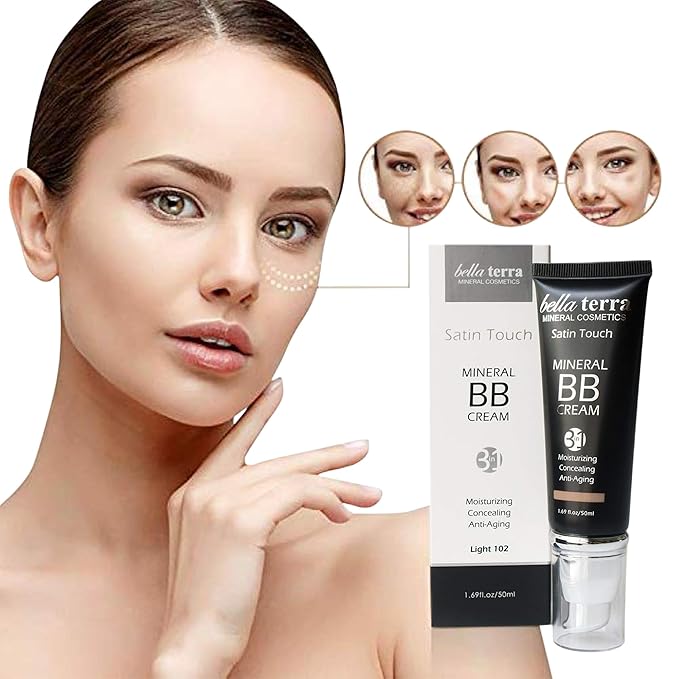 Bellaterra Cosmetics BB Cream - Tinted Moisturizer, Mineral Foundation Makeup, Light 102 | Skin Perfector, 1.69 oz-VivaGrace Women