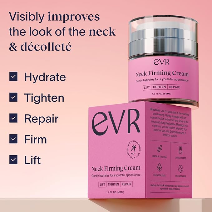 Anti-aging Neck Firming Cream with Collagen & Hyaluronic Acid - Made in USA with Natural & Organic Ingredients Face Neck and Chest Tightening Moisturizer (Classic)-VivaGrace Women