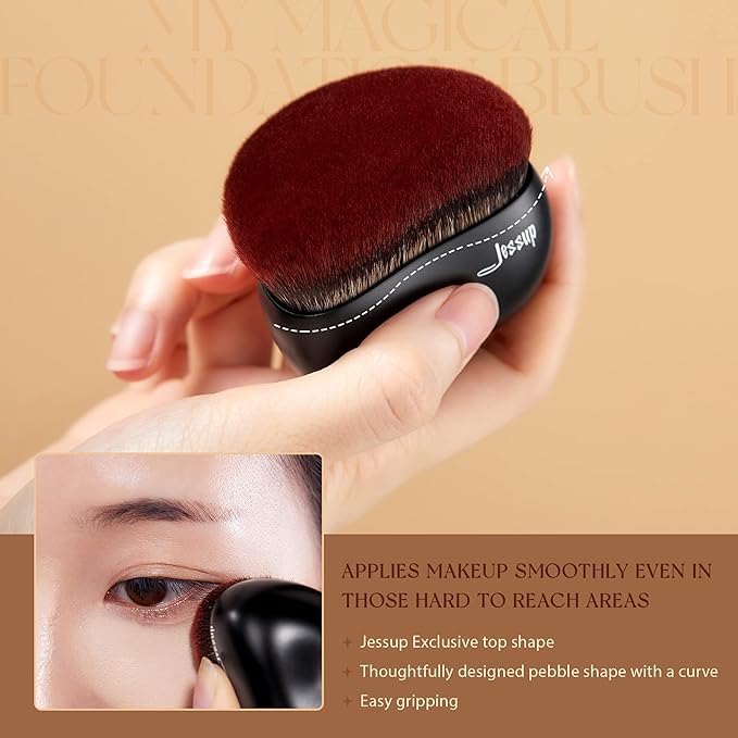 Jessup Foundation Brush Large Kabuki Makeup Brush for Face Body Blending Buffing Stippling Liquid Powder Cream Flawless with Gift Box, Black SF001-VivaGrace Women