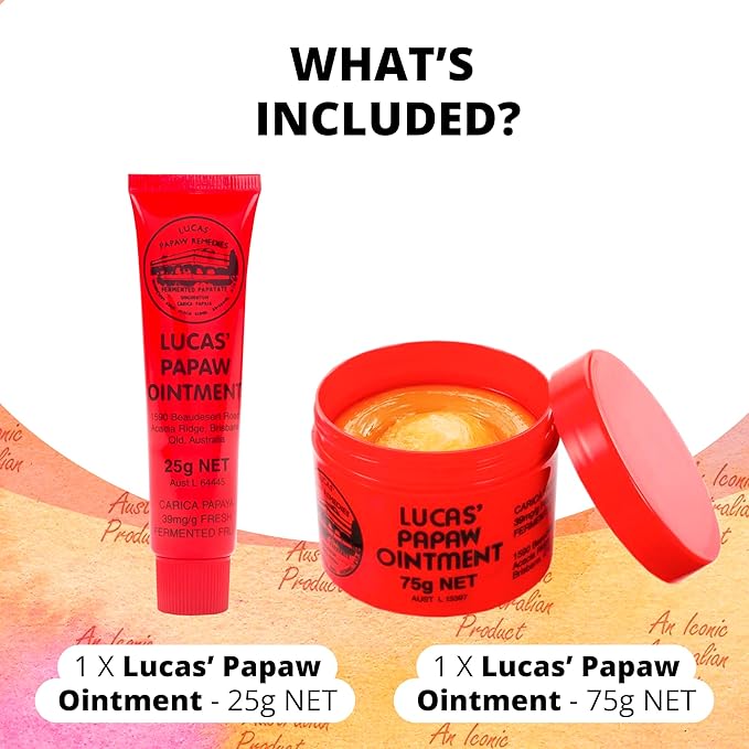 Lucas Pawpaw Lip Ointment, Lucas Pawpaw Cream, Lucas Pawpaw Ointment for Lips & Dry Skin - Unique All Skin Types, All Gender- Any Season Gift Pack with 75g and 15gr Pawpaw Balm-VivaGrace Women