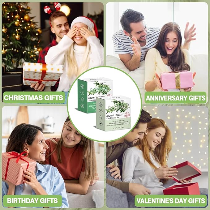 2 Pack Rosemary Shampoo Conditoner Bar Set,Thinning Hair-Volume Shampoo & Conditioner Bar for Men and Women,Hair Thickening & Regrowth Treatment,Hair Growth Soap for Anti-Hair Loss-VivaGrace Women