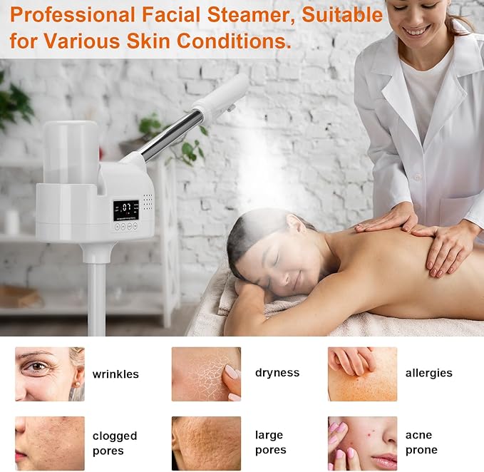 Professional Facial Steamer, Face Steamer Upgrade PTC Heating, Esthetician Steamer Hot Mist Facial Steamer for Salon Spa Beauty-VivaGrace Women
