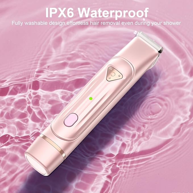 Electric Bikini Trimmer for Women - Dermave Bikini Shaver, Waterproof Dual Head Shaver (Pink)-VivaGrace Women