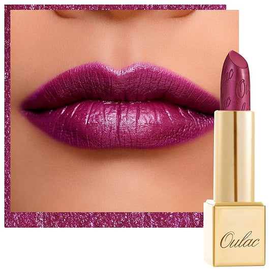 Oulac Purple Lipstick for Women with Metallic 3D Shine Lightweight Hydrating Formula, High Impact Lip Color, Vegan Beauty, Full Coverage Lip Makeup, Christmas Gifts for Women, Sugar Plum (04)-VivaGrace Women