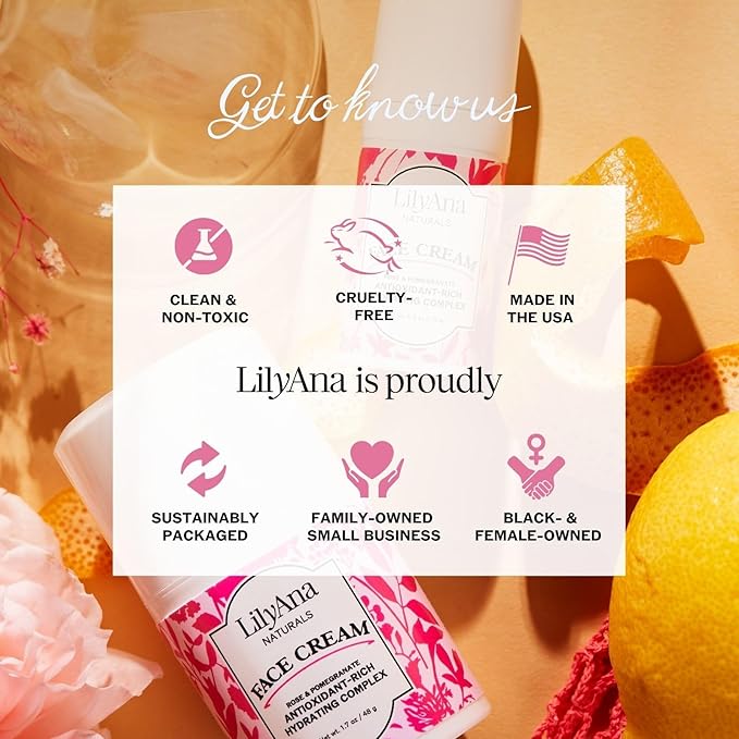 LilyAna Naturals Face and Neck Moisturizer for Women and Men - Moisturizer Face and Neck Cream for Dry Skin and Dark Spot Brightening - Rose and Pomegranate Extracts - 1.7oz-VivaGrace Women