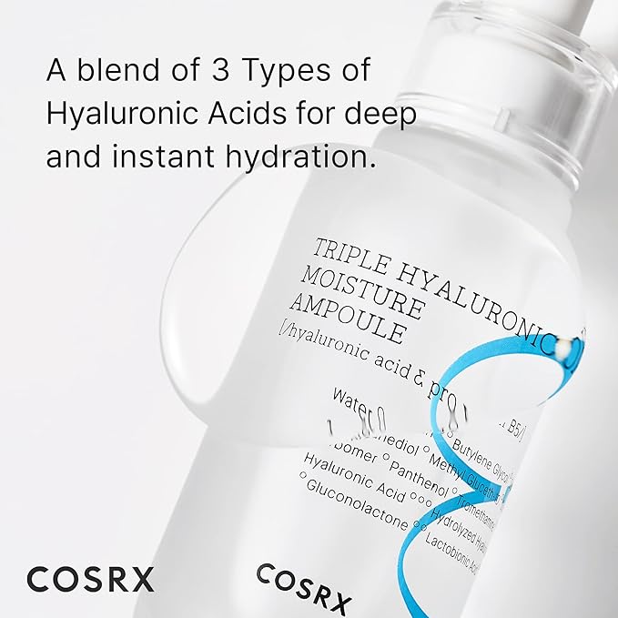 COSRX Hydrium Triple Hyaluronic Moisture Ampoule, 40ml / 1.35 fl.oz | Hyaluronic Acid Viscous Serum | Korean Skin Care, Animal Testing Free, Paraben Free-VivaGrace Women