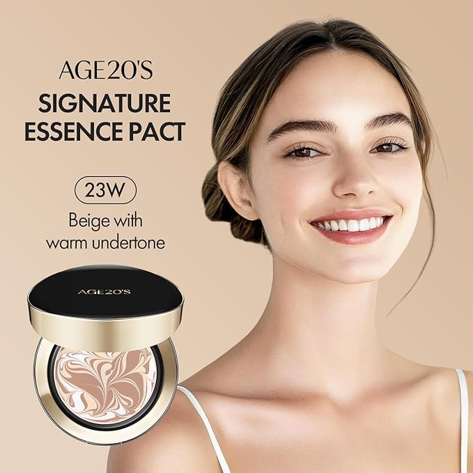 AGE20'S Signature Essence Pact SPF 50+ | Pack of 1 | 23W BEIGE | Cream Foundation, Dewy Finish, Natural Coverage | Korean Cushion Foundation-VivaGrace Women