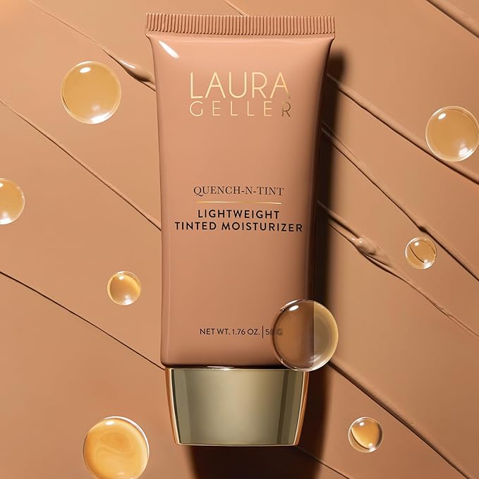 LAURA GELLER NEW YORK Quench-n-Tint Hydrating Foundation - Light/Medium - Sheer to Light Buildable Coverage - Natural Glow Finish - Lightweight Formula with Hyaluronic Acid-VivaGrace Women
