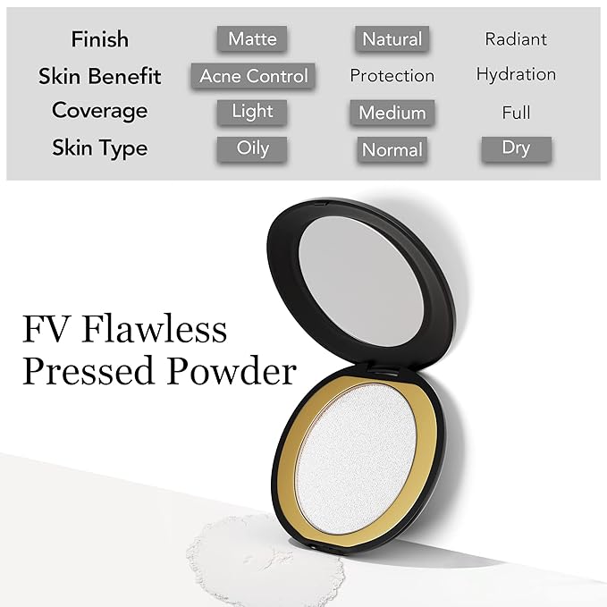 FV Talc-Free Medium Coverage Pressed Powder, Long-Lasting, Oil Control Matte Finish, Translucent Foundation Powder for Light, Medium & Tan Skin Tones, 0.28 Oz, Translucent-VivaGrace Women