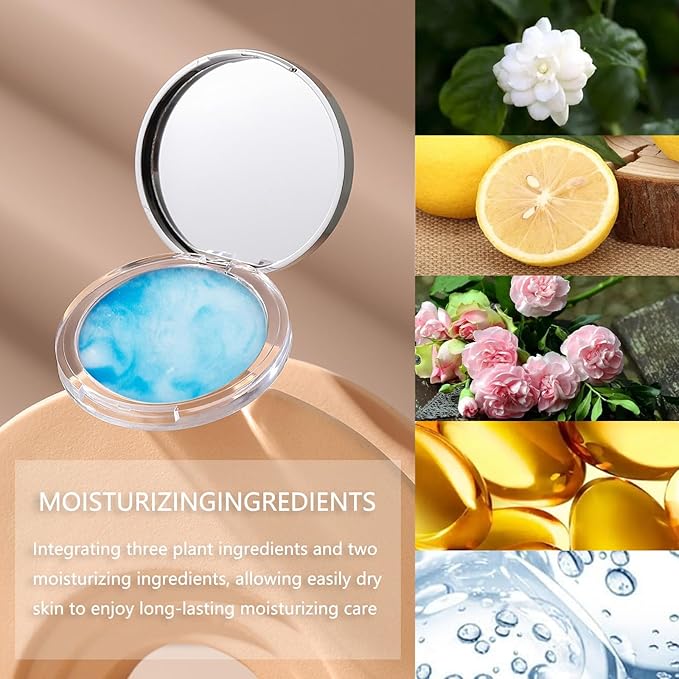Chillab Lavender Matte Powder,Oil Control Face Pressed Powder Face Setting Powder with Mini Powder Puff for Silky Flawless Long-Lasting Lightweight Skin-friendly Face Cosmetics (Floating Cloud)-VivaGrace Women