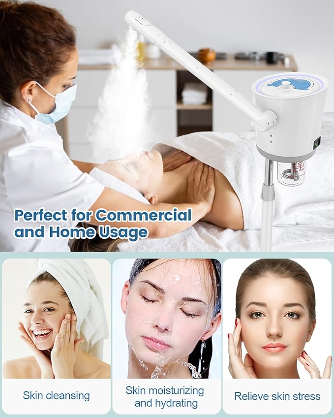 Kingsteam Professional Facial Steamer with Ozone - Ionic Nano Hot Mist Steamer with Large Capacity and 30 Min Timer for Estheticians, Beauty Salons, and Home Skin Care Use-VivaGrace Women