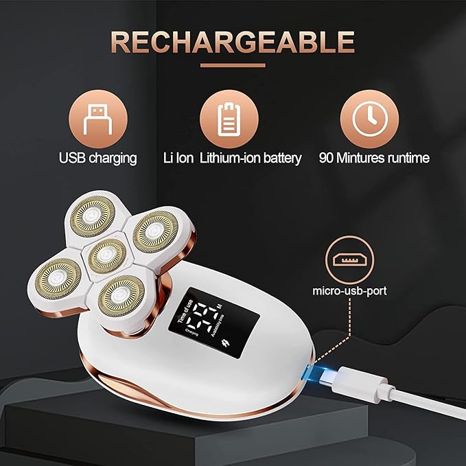 2-in-1 Electric Razors for Women, Wet/Dry 5D Razor & Hair Trimmer with USB Adapter & Charging Cable,5D Rechargeable Rotary Shaver with Lithium-Ion Battery, Water Resistant Grooming Kit-VivaGrace Women