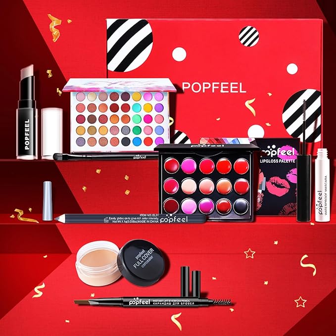 All in One Makeup Kit for Women Full Kit, Kit de Maquillaje para Mujer Included 40 Colors Eyeshadow Palette, Brushes, Mascara, Eyeliner, Lipstick Palette, Contour Stick-VivaGrace Women