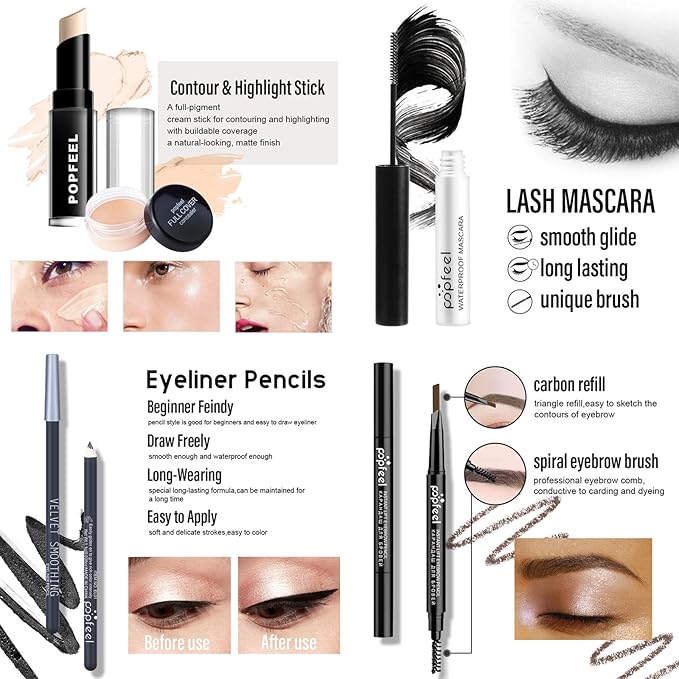 Makeup Kit for Women, All in One Makeup Gift Set for Women and Teen Girl, Full Makeup Kit with Lipgloss Eyeshadow Palette Concealer Stick Mascara Eyeliner Pencil Eye Shadow Brush-VivaGrace Women